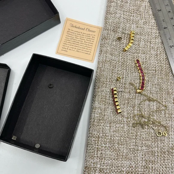 Vintage Technibond Classic 18K Gold Bonded 925 Necklace & Earring Set - Picture 13 of 17